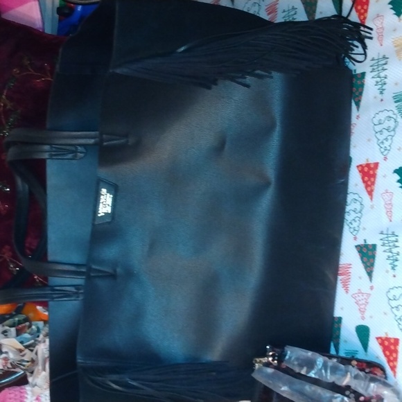 Victoria Secret black tote bag+ black and sequin festive cosmetic bag New - Picture 8 of 17